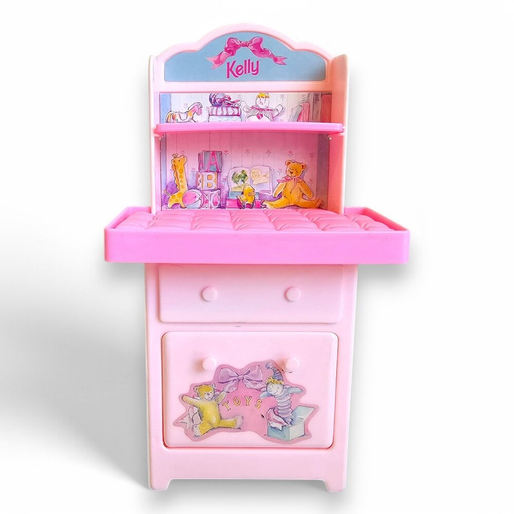 Mattel Barbie Kelly Nursery Furniture Changing Table Toy Chest Light Pink 1997